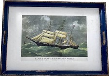 Vintage Nautical Ship Tray Barque Dora Richard Rickmers Maritime Wall Art