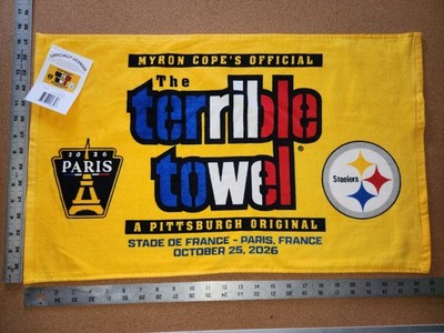 MYRON COPES OFFICIAL 2026 PARIS Gameday GOLD TERRIBLE TOWEL 15'' x 25.5'' inch NWT