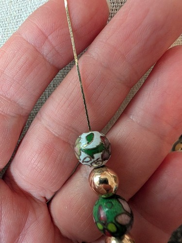 Nachlass 14k Goldkette mit Cloisonne Perlen und vergoldeten Perlen Vintage - Bild 2 von 4