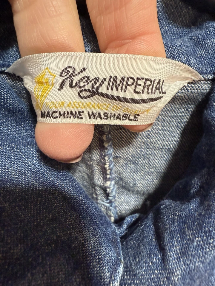 Vintage Key Imperial Dark Navy Chore Coat Denim Mid Length Work Sz Large Jacket - Image 2 of 4