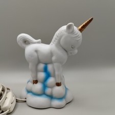 Vtg Light Up Unicorn Standing On Clouds Figurine Accent Night Light Closed Eyes
