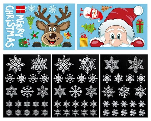 Christmas Snowflake Reindeer Santa Claus Window Cling Static Stickers Holiday De - Picture 10 of 10
