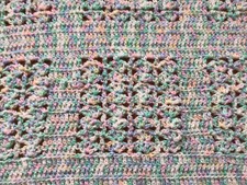 Hand Made Baby Car Seat Crocheted Blanket Green/yellow/white