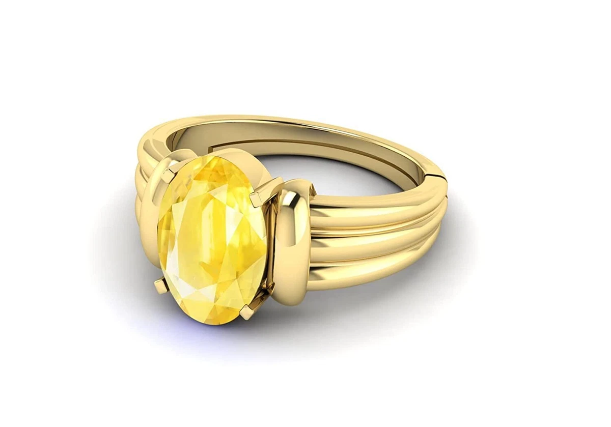 Yellow Sapphire Ring For Men And Women 5.69 CARAT Adjustable Ring Pukhraj  Gemstone Ring Panchdhatu Gold Plated Astrology Purpose Sapphire Ring By  ANTIQUESILVERJEWELRY, Yellow And Silver|Amazon.com