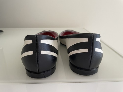 Authentic Max Mara Black White leather Ballet Flats Size 37, MSRP $525.00,Italy - Picture 5 of 12