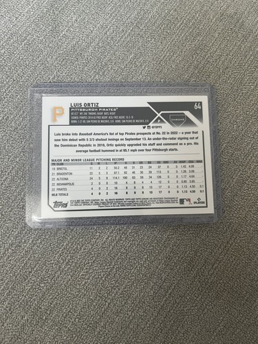 LUIS ORTIZ 2023 Topps Chrome #64 SONAR PURPLE REFRACTOR Luis Ortiz Rookie /275 - Picture 2 of 2