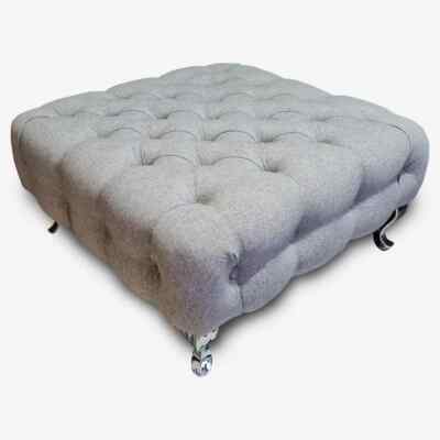 Quadratischer Couchtisch gepolstert Chesterfield Fußhocker Pouf Fuß Hocker Sitz UK