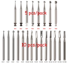5/10pcs Dental Round Carbide Burs Tungsten Steel For High/ Low Speed Handpiece