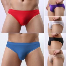 Seamless Low Waist Mini Bikini Thin Underpants Ice Silk Briefs Men Underwear