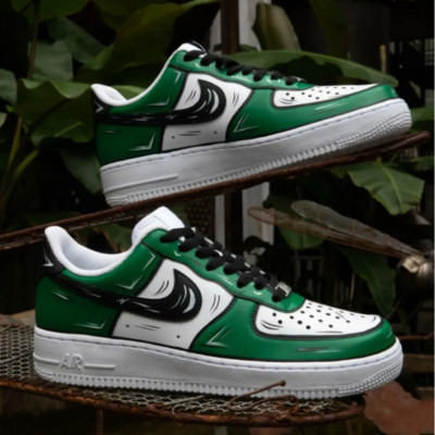 Air Force 1 Custom Shoes 'Green Black White Graffiti' Art Mens Womens Kids Size