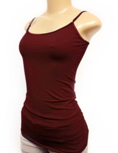 (Bozzolo) Plain Long Tank Top w/Spaghetti Straps Cotton Cami Junior Size S M L - Picture 18 of 78