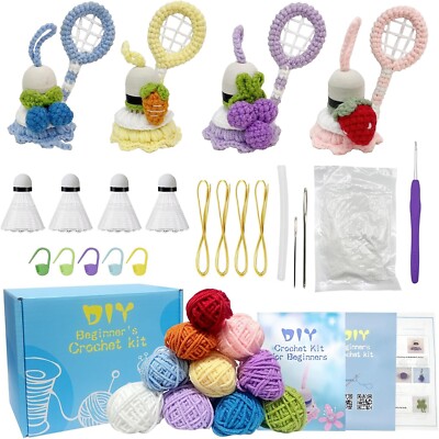 Honkdtyun Crochet Animals Kits with Video Tutorials, Starter Kit, ( pack of 4 )