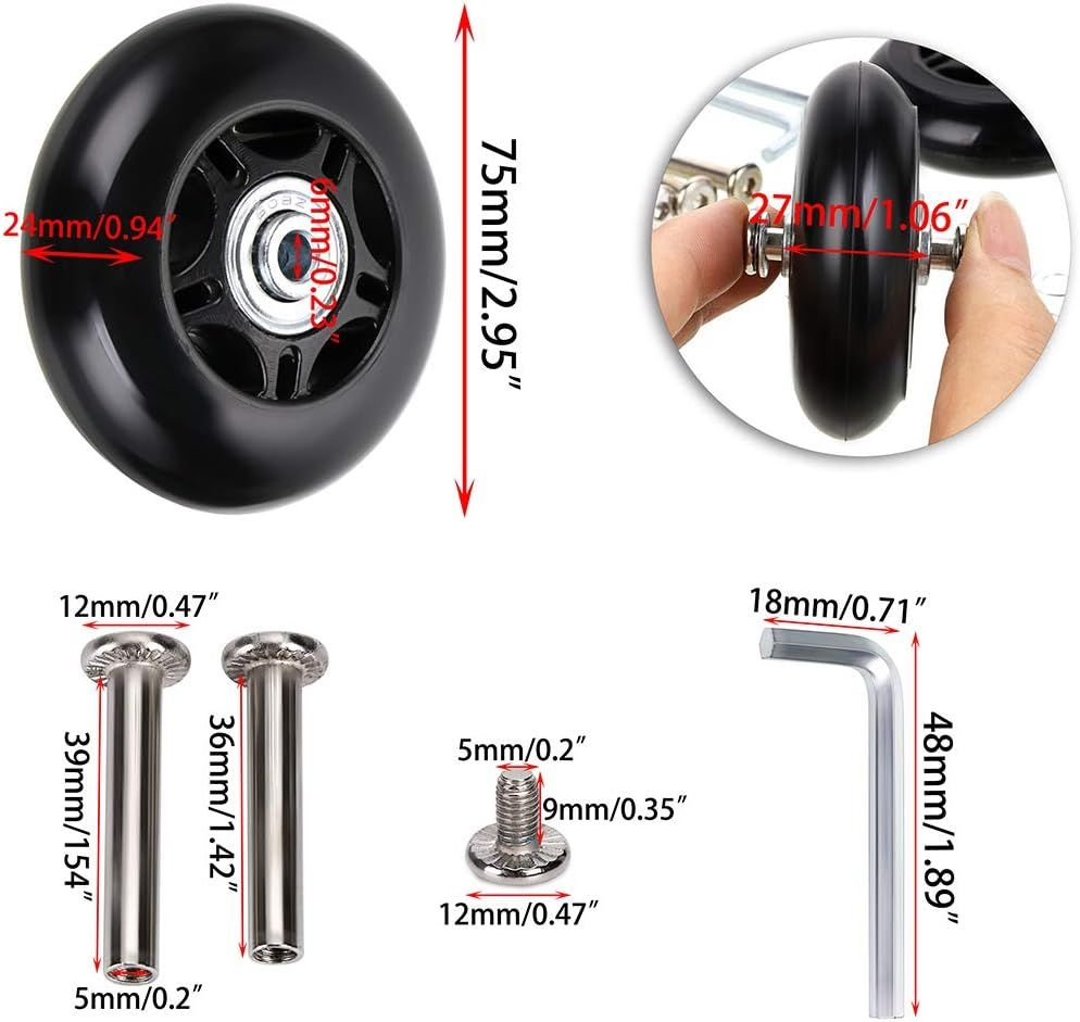 OwnMy 75 x 24mm Luggage Suitcase Replacement Wheels, 75mm x / 2pcs eBay