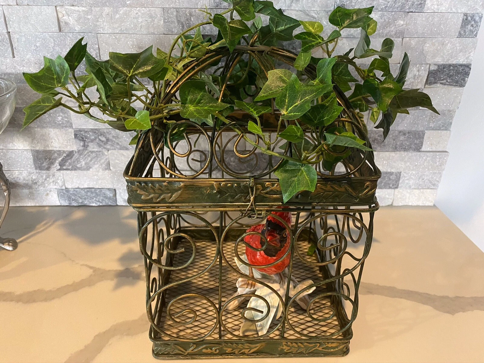 Decoratitive Bird Cage & Goebel Cardinal Bird