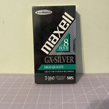 Maxell 8 Hour T-160 standard grade blank recordable VHS VCR tape new seal VTG