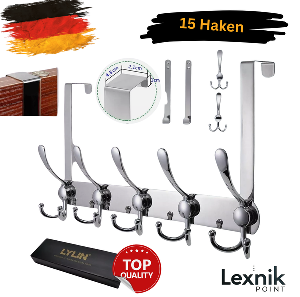 TüRgarderobe Mit 15 Haken TüRhaken TüRhakenleiste Kleiderhaken TüR Edelstahl-image