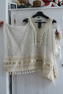 Laura Jane Paris, Tunika, Beige-Gold, Ibiza Style, Gr. 40/42,