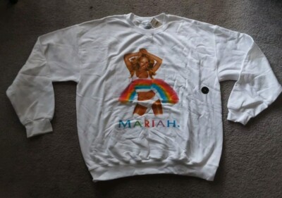 Vtg Mariah Carey White Rainbow Long Sleeve Pullover Sweatshirt Adult Large 