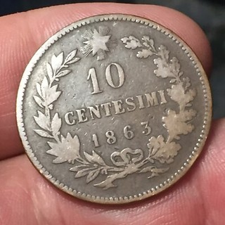 MONETA DA 10 CENTESIMI RAME VITTORIO EMANUELE II 1863