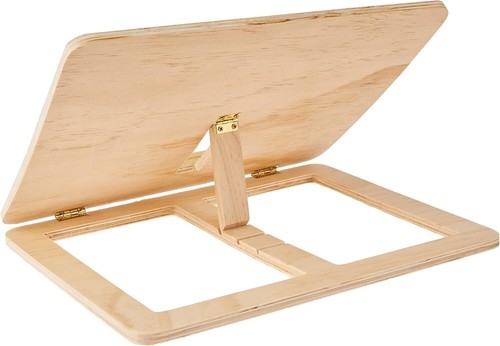 Rayher leggio da tavolo per libri, tablet, ipad, regolabile, legno naturale 100% - Foto 3 di 4