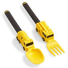 Dinneractive Utensil Set for Kids   Yellow Firefighter Themed Fork and Spo