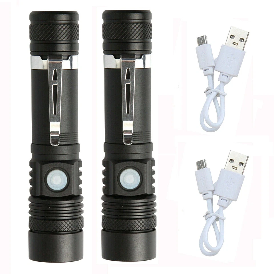 1/2/3x Taschenlampe LED Aufladbar USB Super Hell Taktisches Fackel Lumen Akku - Bild 3 von 4