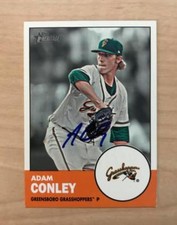 ADAM CONLEY GREENSBORO GRASSHOPPERS SIGNED AUTOGRAPHED 2012 TOPPS CARD #61 W/COA