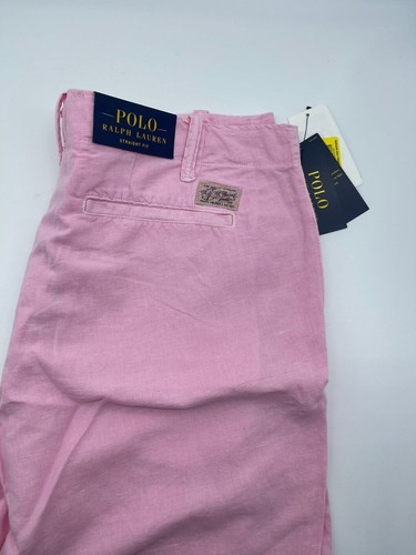 NNWT Polo Ralph Lauren Straight Fit 9" Inseam Short Pink Navy White Linen 0007 - Picture 3 of 7