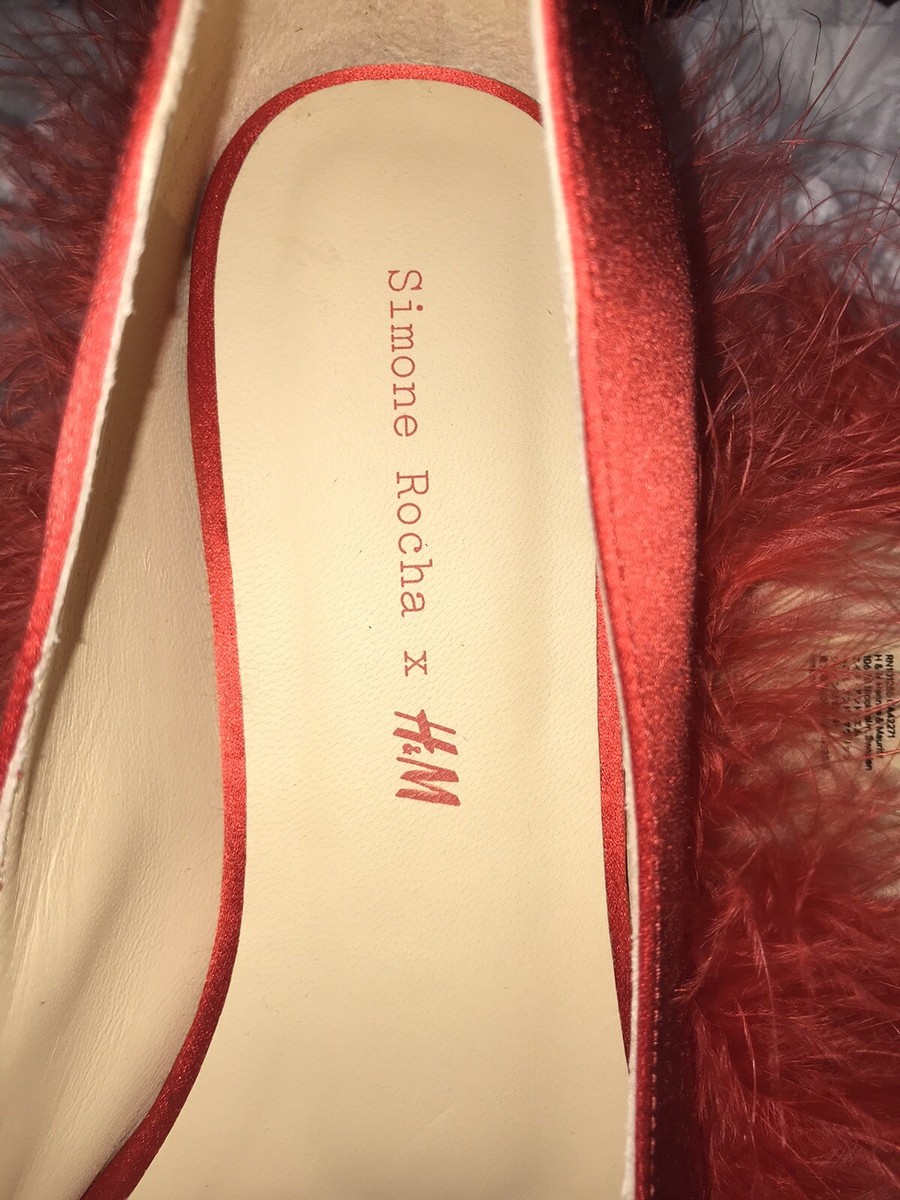 Simone Rocha x H&M Red Fluffy Pumps size 37 (US 7) | eBay