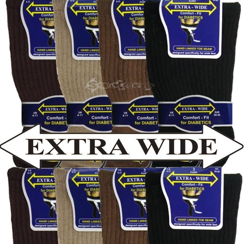 3/6 pairs Mens / Ladies Extra Wide Oedema Diabetic Comfort Socks Hand Linked Toe - Picture 6 of 10
