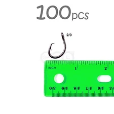 100pcs Size 2/0 Fishing Fish Straight Eye Octopus 4x strong circle hooks #2/0