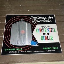 Vintage Circle Steel Grain Bin Dealer Cardboard Sign Oakland ILL MD&M Supply