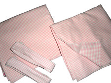 ELLERY HOMESTYLES  PAIR GINGHAM CHECK PANELS PINK 44 X 82 W/TIEBACKS