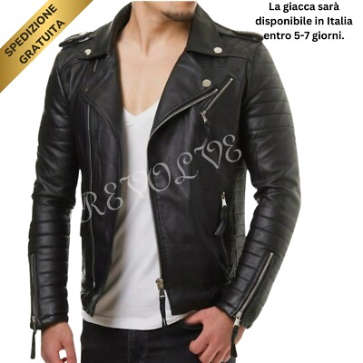 Giubbotto Giubbino Giacca Bomber Uomo Slim Fit in di PELLE 100%  & di PELLE PU 