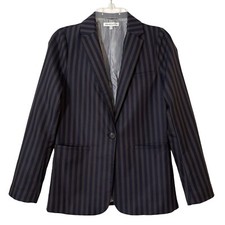 Heartloom Joplin Navy Blue Striped Single Breasted Pocket Short Blazer Women Xs