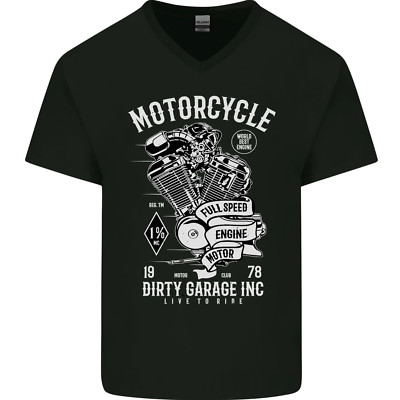 Motorrad Dirty Garage Motorrad Biker Herren V-Ausschnitt Baumwolle