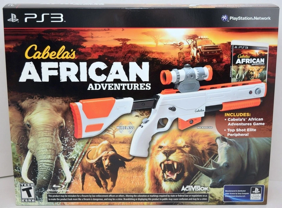 NEW 2-GUN BUNDLE Cabela's African Adventures PS3 Game w/Top Shot Elite Rifle Set - Image 2 of 4