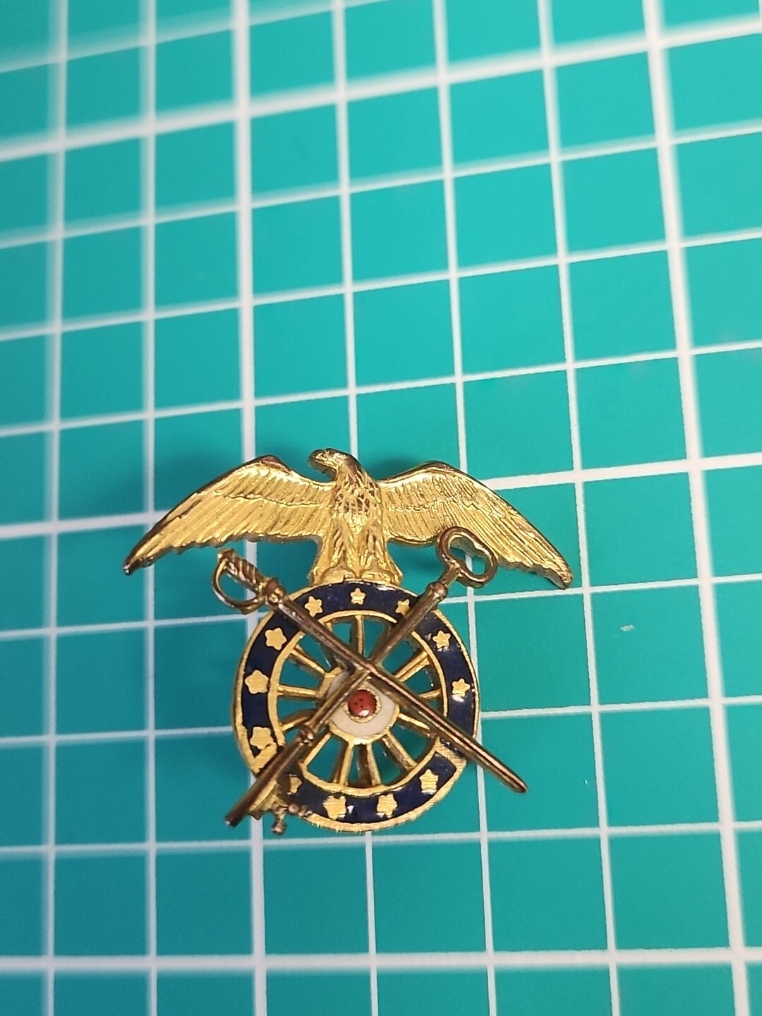 Vtg US Army Quartermaster Corps Eagle Gold Tone Lapel Pin Collectible 