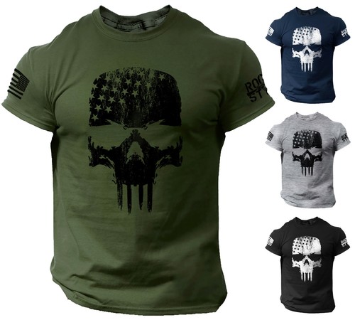 Skull T-Shirt USA Warrior Flag 