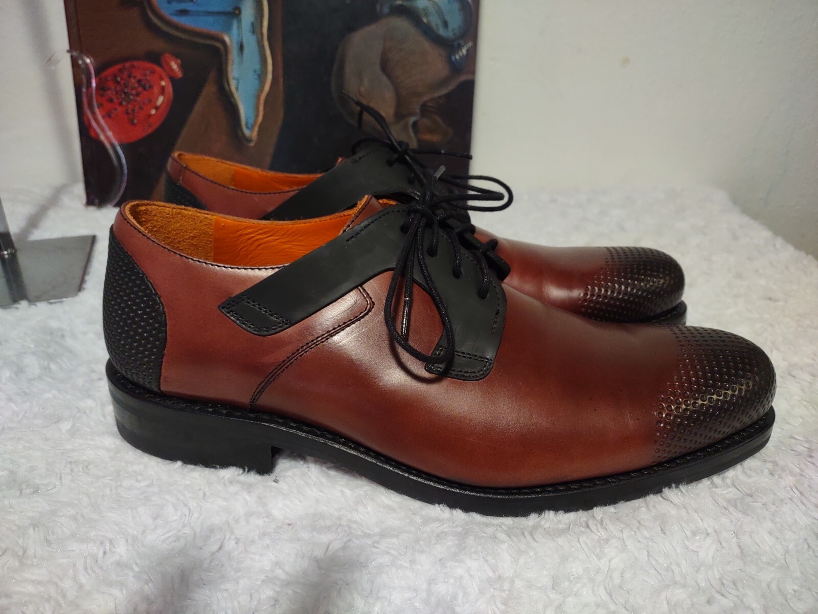 SAOLA Scarpe eleganti Ike Behar made in Gran Bretagna marrone e nero cravatta in pelle pizzo taglia 9