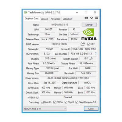 PNY Nvidia Quadro NVS810 NVS 810 8xDP 128-Bit 4GB DDR3 PCIe 3.0