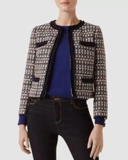 Hobbs London Alya Tweed Blazer Velvet Trim 10