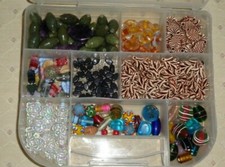 1LB 5OZ.- Assorted Sizes Shapes Colors LAMPWORK Acrylic Glass BEADS  ORGANIZER