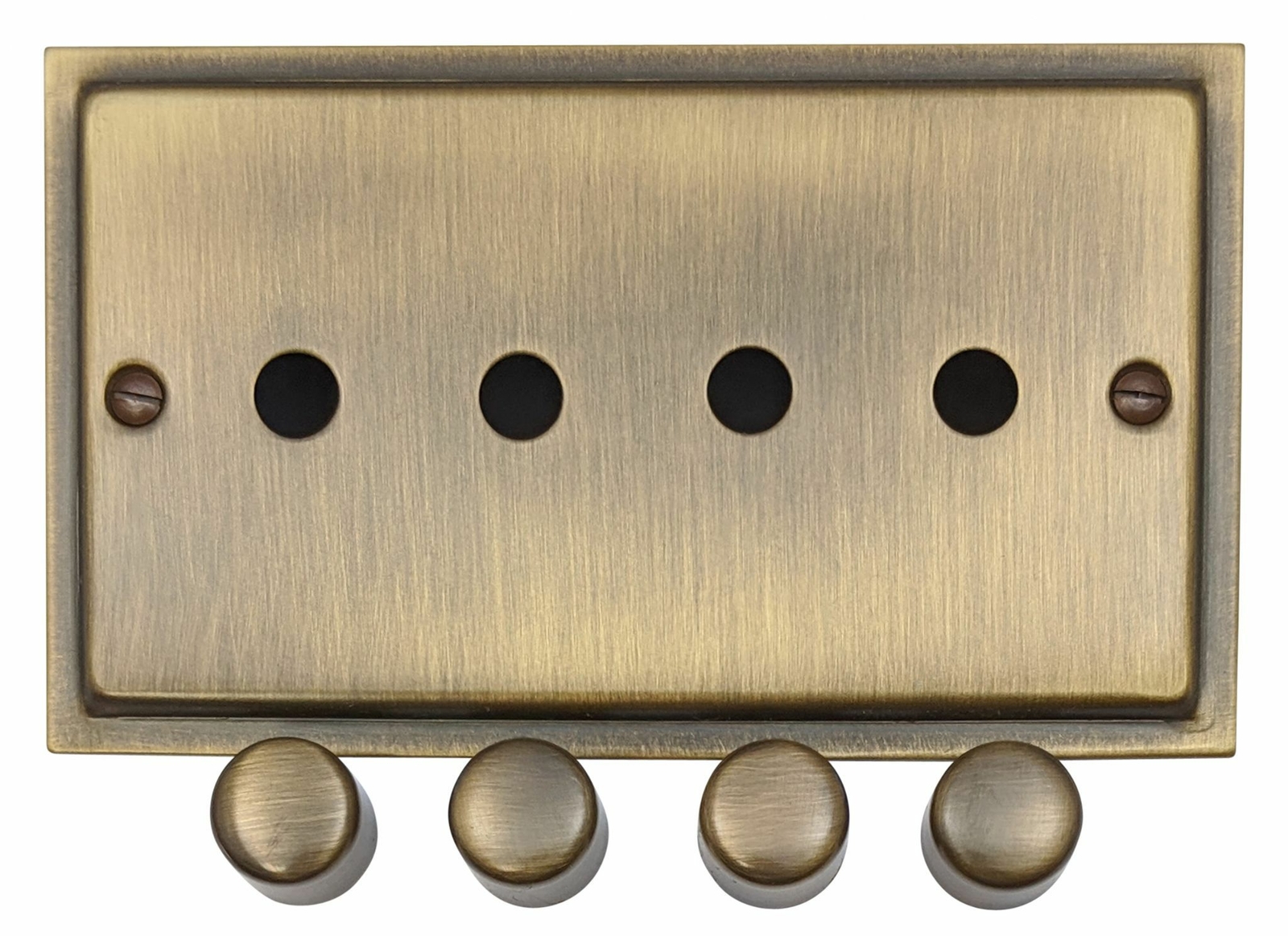 G&H TAB14-PK Trimline Antique Brass 4 Gang Dimmer Plate Only inc Dimmer Knobs