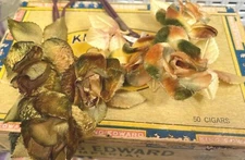 vintage millinery 1940s velvet satin triple roses leaves 1 spray made in Japan