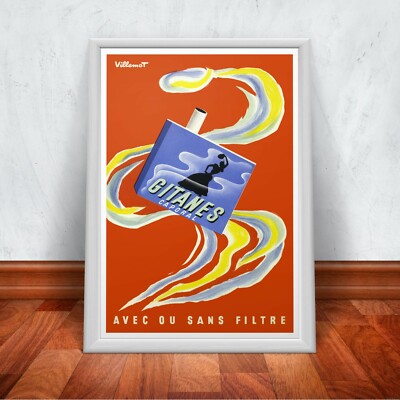 Gitanes Cigarettes Vintage Wall Art Poster Print. Great Home Vintage Decor