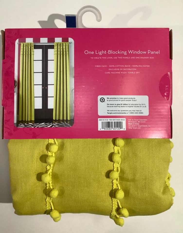 Painel cortina janela bloqueio luz Xhilaration (2) 50 x 84 amarelo com pompons - Imagem 4 de 4