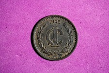 1906 Meksyk 1 centavo Brązowa moneta #M20204