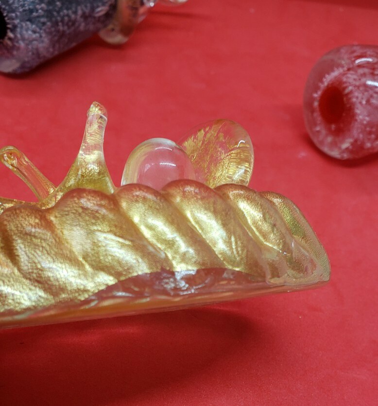 Vintage Murano Italy Angels Art Glass Gold Fleck RARE Baby Jesus