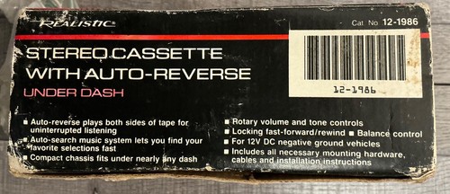 NOS Realistic Stereo Cassette w/ Auto Reverse Under Dash 12-1986 New (Open Box) - Picture 2 of 3